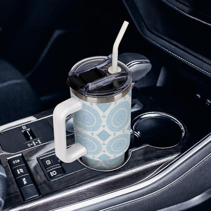 Leakproof Car Cup Vacuum Sealed With Lid For Office Crystal Clear Blue Water Ripple Print Drinkware Light Rose Red-style-5 - Colors F