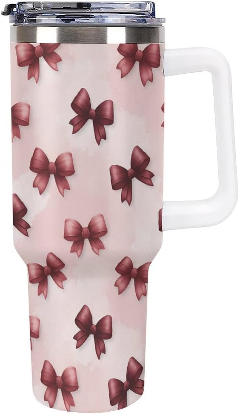 Leakproof Car Cup Vacuum Sealed With Lid For Office Crystal Clear Blue Water Ripple Print Drinkware Light Rose Red-style-5 - Colors F