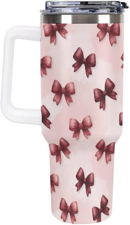 Leakproof Car Cup Vacuum Sealed With Lid For Office Crystal Clear Blue Water Ripple Print Drinkware Light Rose Red-style-5 - Colors F