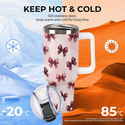 Leakproof Car Cup Vacuum Sealed With Lid For Office Crystal Clear Blue Water Ripple Print Drinkware Light Rose Red-style-5 - Colors F