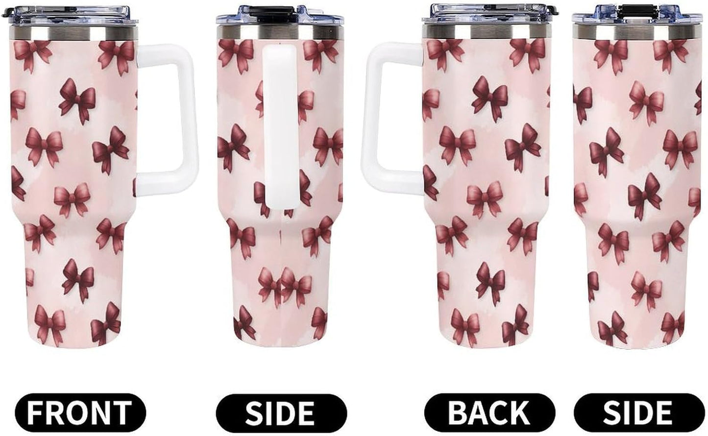 Leakproof Car Cup Vacuum Sealed With Lid For Office Crystal Clear Blue Water Ripple Print Drinkware Light Rose Red-style-5 - Colors F