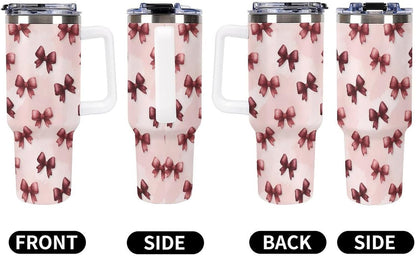 Leakproof Car Cup Vacuum Sealed With Lid For Office Crystal Clear Blue Water Ripple Print Drinkware Light Rose Red-style-5 - Colors F