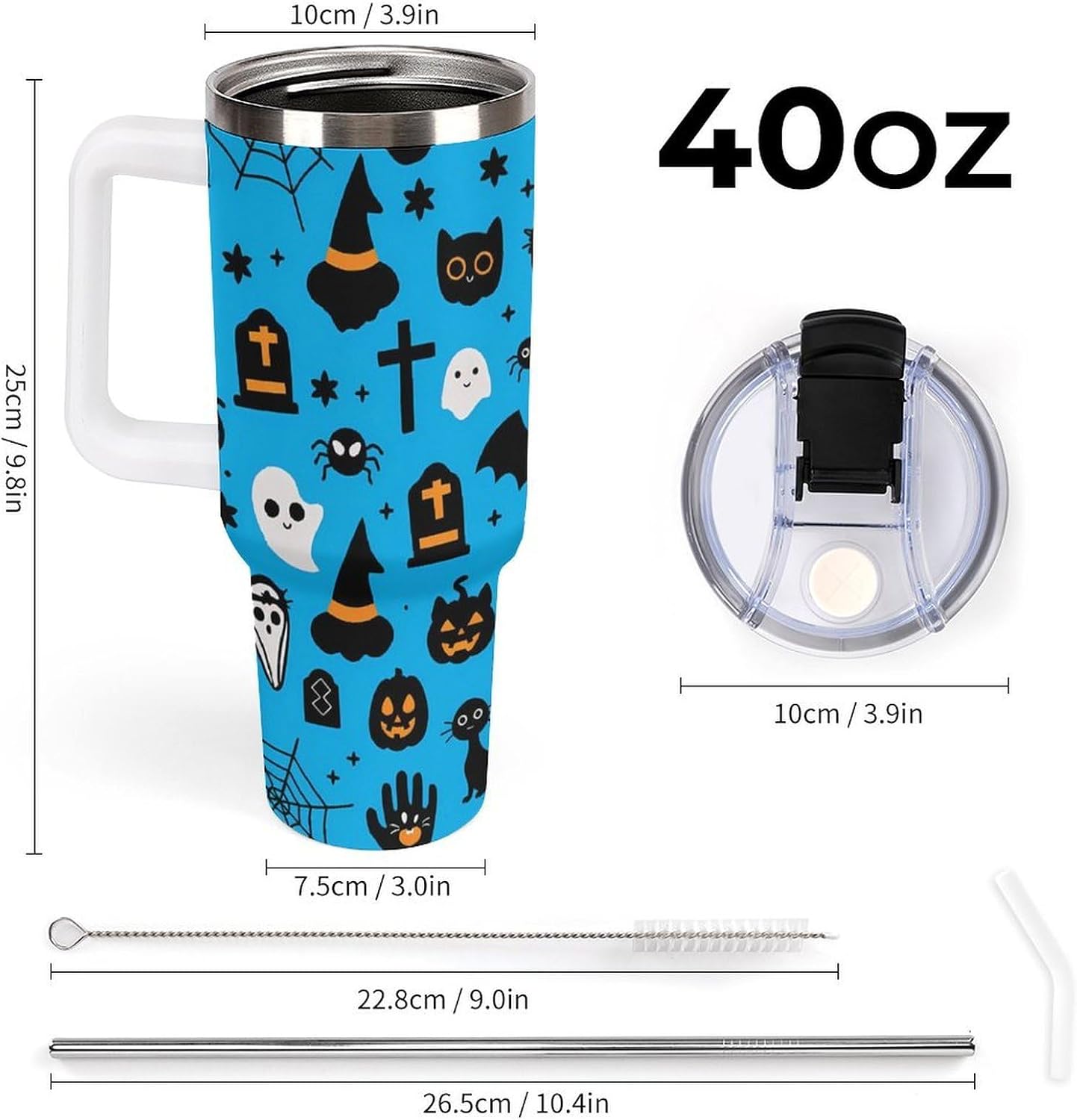 Leakproof Car Cup Vacuum Sealed With Lid For Office Crystal Clear Blue Water Ripple Print Drinkware Light Rose Red-style-5 - Colors F