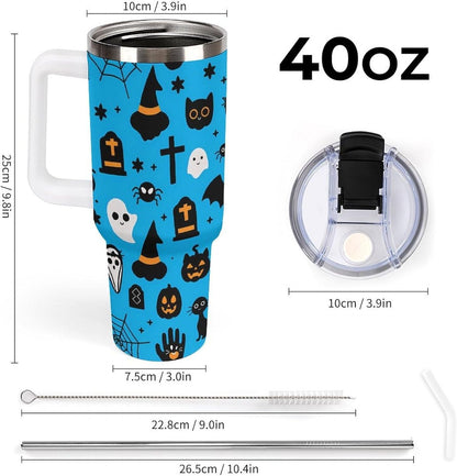 Leakproof Car Cup Vacuum Sealed With Lid For Office Crystal Clear Blue Water Ripple Print Drinkware Light Rose Red-style-5 - Colors F