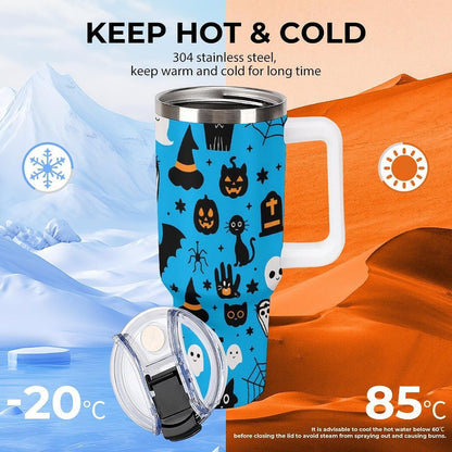 Leakproof Car Cup Vacuum Sealed With Lid For Office Crystal Clear Blue Water Ripple Print Drinkware Light Rose Red-style-5 - Colors F