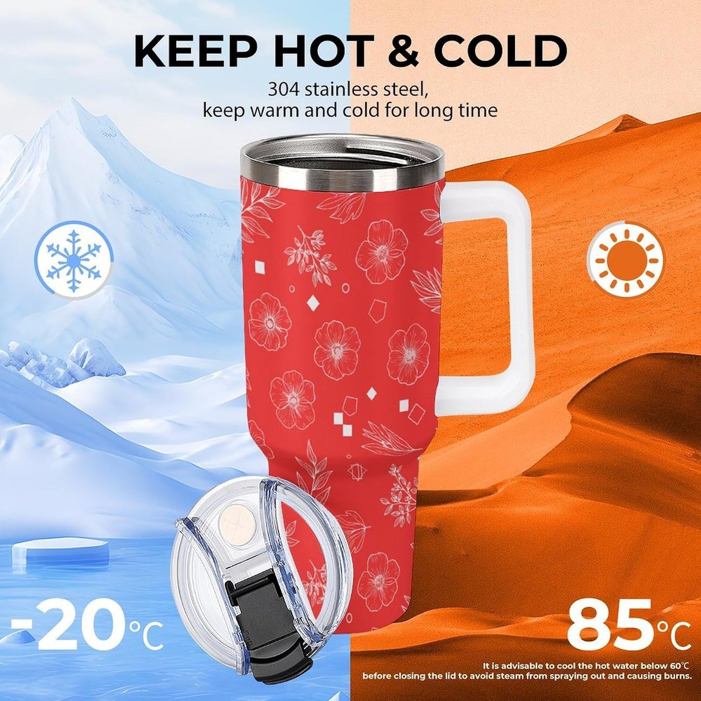 Leakproof Car Cup Vacuum Sealed With Lid For Office Crystal Clear Blue Water Ripple Print Drinkware Light Rose Red-style-5 - Colors F