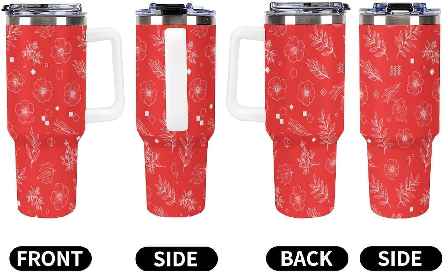 Leakproof Car Cup Vacuum Sealed With Lid For Office Crystal Clear Blue Water Ripple Print Drinkware Light Rose Red-style-5 - Colors F