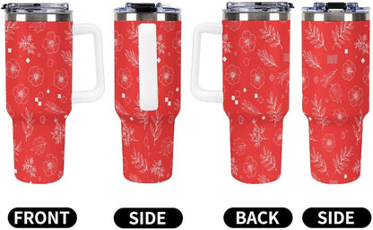 Leakproof Car Cup Vacuum Sealed With Lid For Office Crystal Clear Blue Water Ripple Print Drinkware Light Rose Red-style-5 - Colors F