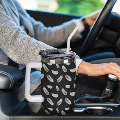 Leakproof Car Cup Vacuum Sealed With Lid For Office Crystal Clear Blue Water Ripple Print Drinkware Light Rose Red-style-5 - Colors F