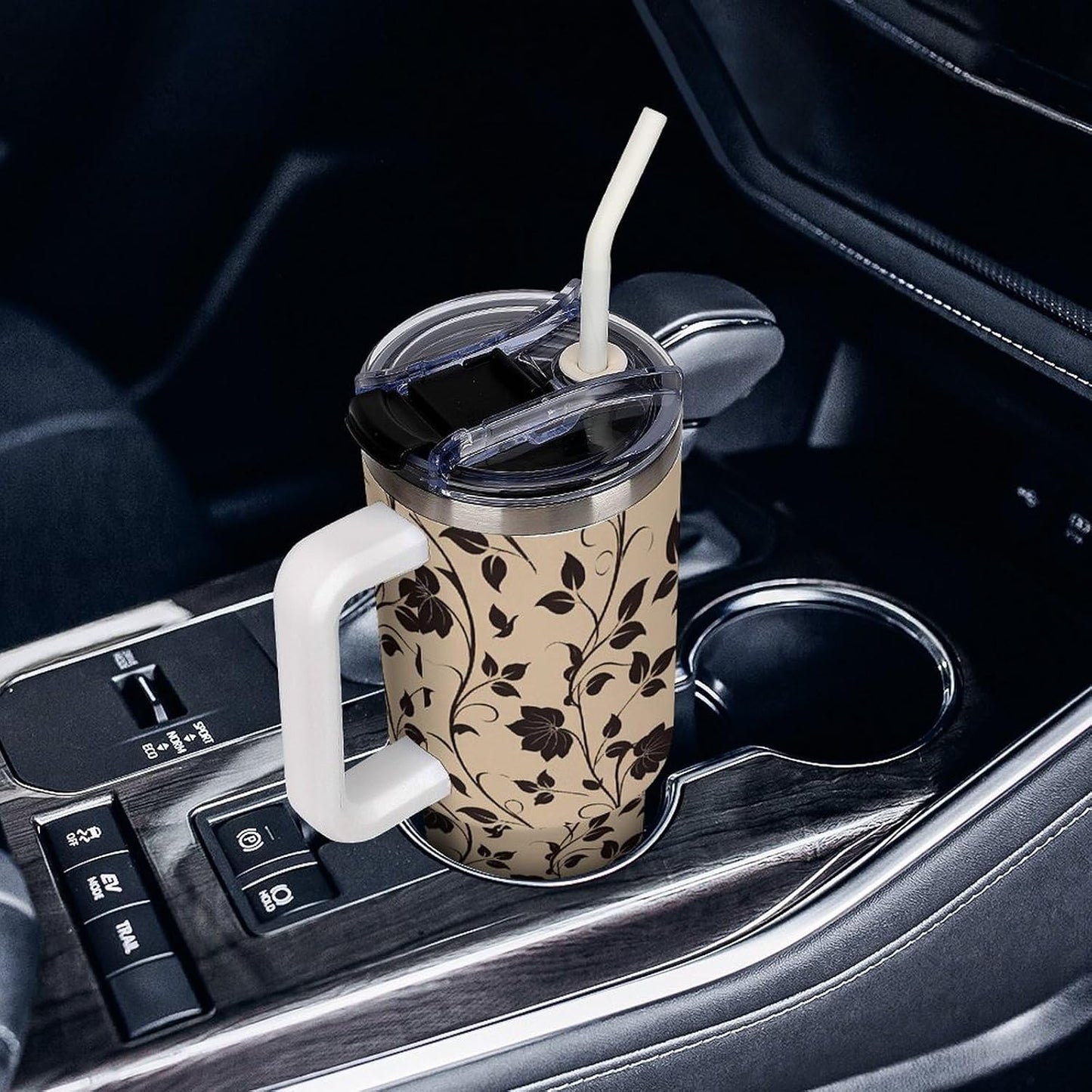 Leakproof Car Cup Vacuum Sealed With Lid For Office Crystal Clear Blue Water Ripple Print Drinkware Light Rose Red-style-5 - Colors F