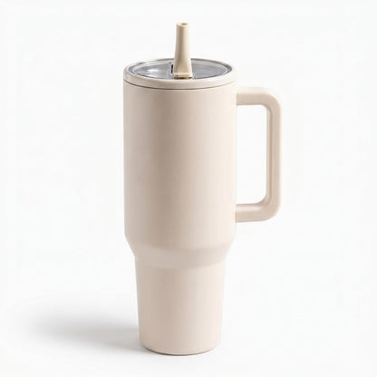 40 OZ Stainless Steel Tumbler with Handle & Straw Lid | Leakproof Insulated Tumbler, Travel Mug for Iced Coffee Water, Keep Drinks Cold or Hot at Home, Office, Commute & Outdoor
