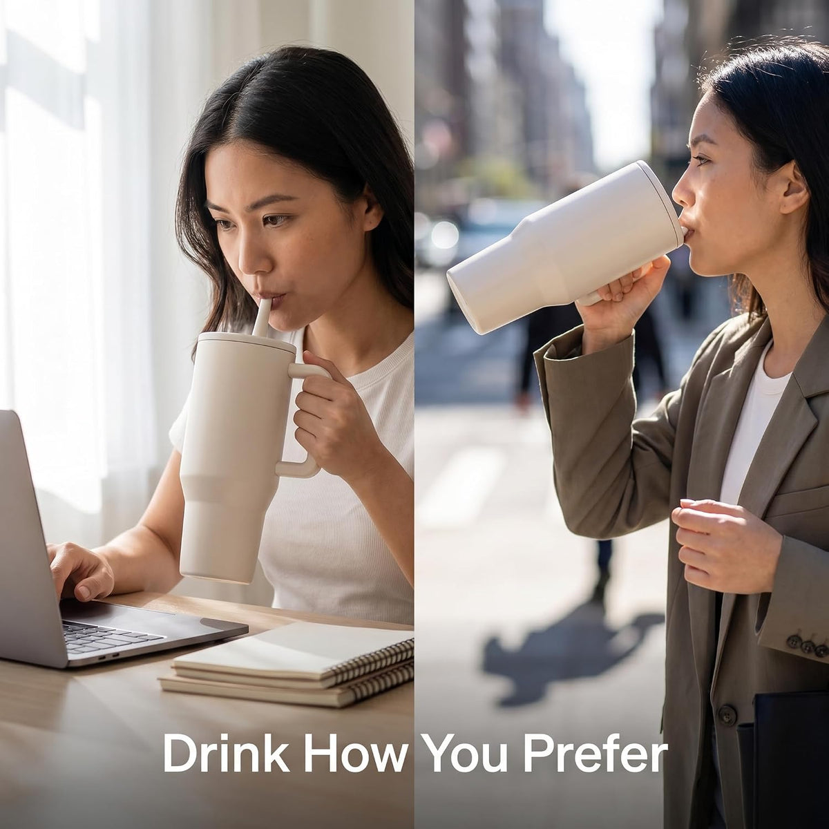 40 OZ Stainless Steel Tumbler with Handle & Straw Lid | Leakproof Insulated Tumbler, Travel Mug for Iced Coffee Water, Keep Drinks Cold or Hot at Home, Office, Commute & Outdoor