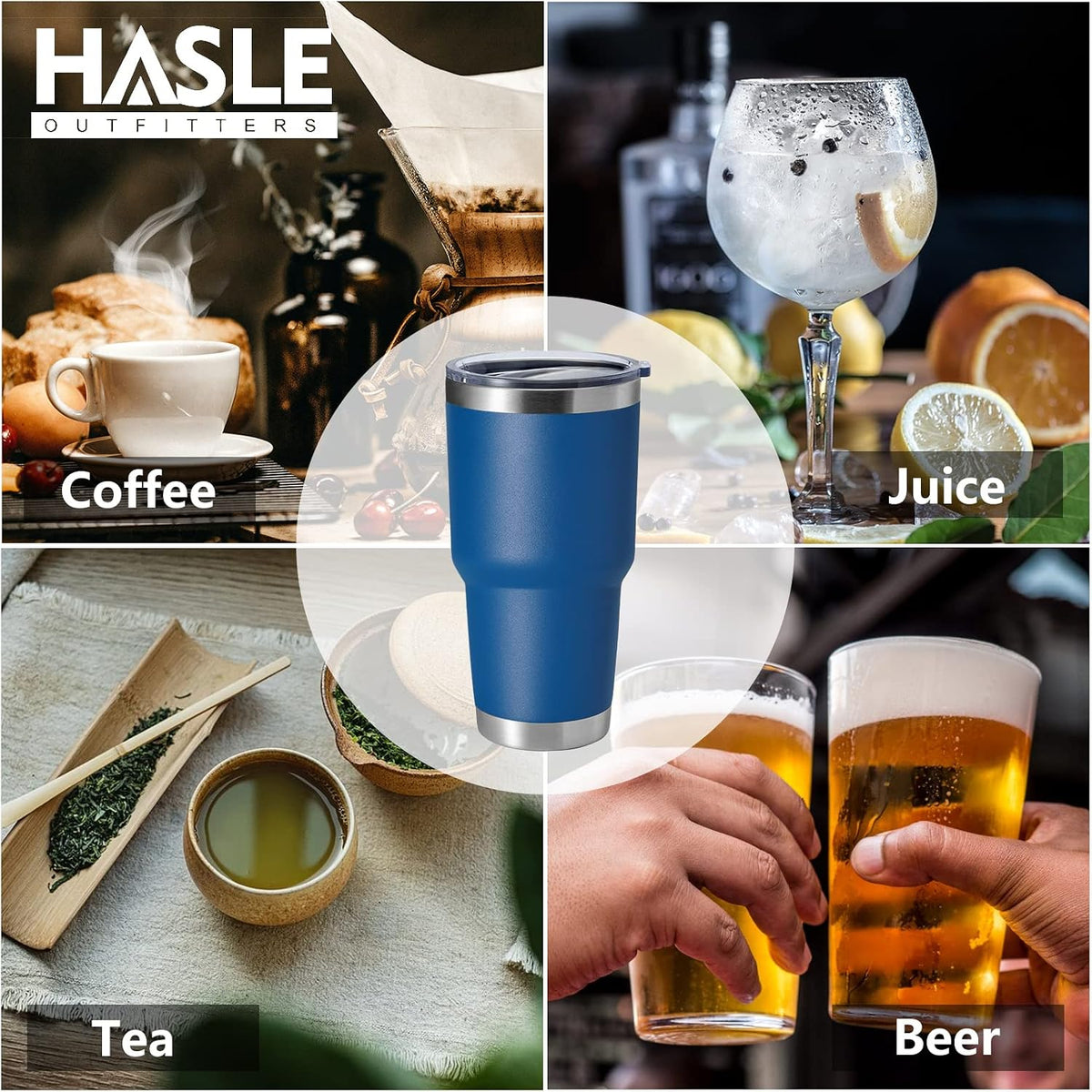 30oz Stainless Steel Tumbler, Double Wall Vacuum Insulated Travel Mug Tumbler, Durable Insulated Coffee Mug, Gift Box Set (Dark Blue, 1)