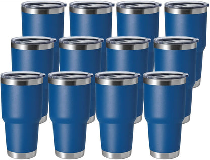 30oz Stainless Steel Tumbler, Double Wall Vacuum Insulated Travel Mug Tumbler, Durable Insulated Coffee Mug, Gift Box Set (Dark Blue, 1)