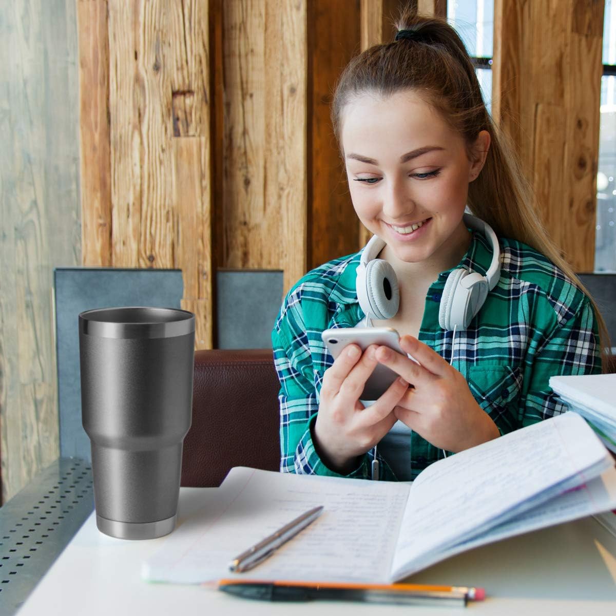 30oz Stainless Steel Tumbler, Double Wall Vacuum Insulated Travel Mug Tumbler, Durable Insulated Coffee Mug, Gift Box Set (Dark Blue, 1)