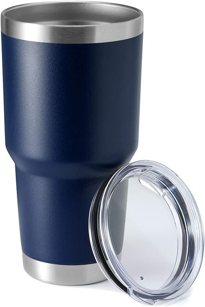 30oz Stainless Steel Tumbler, Double Wall Vacuum Insulated Travel Mug Tumbler, Durable Insulated Coffee Mug, Gift Box Set (Dark Blue, 1)