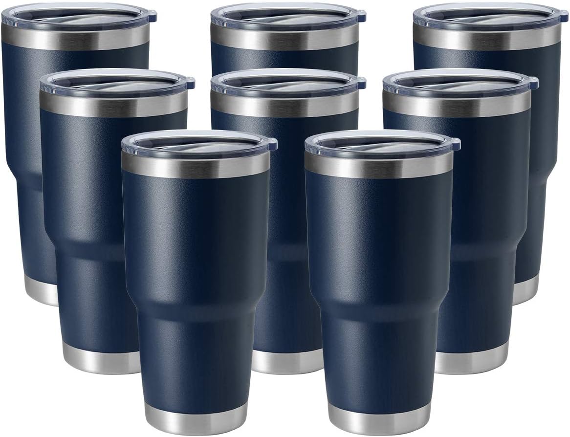 30oz Stainless Steel Tumbler, Double Wall Vacuum Insulated Travel Mug Tumbler, Durable Insulated Coffee Mug, Gift Box Set (Dark Blue, 1)