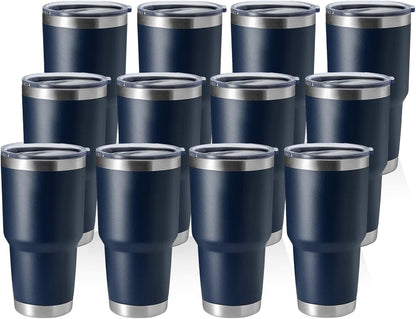 30oz Stainless Steel Tumbler, Double Wall Vacuum Insulated Travel Mug Tumbler, Durable Insulated Coffee Mug, Gift Box Set (Dark Blue, 1)