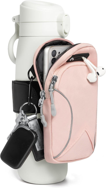 Gym Water with Phone Holder & Wallet, Water Bottle Caddy Versatile Sleeve Bag for Running Sports & Daily Use