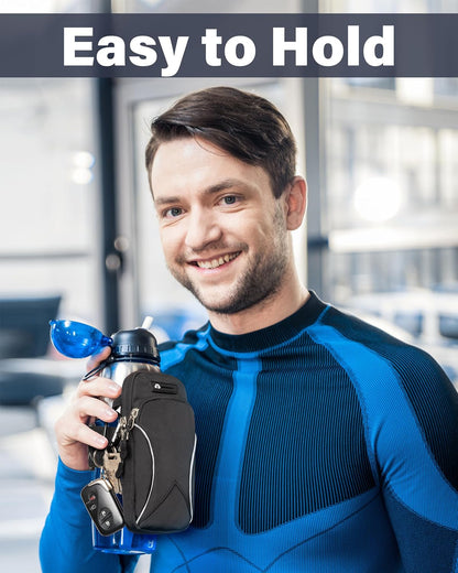Gym Water with Phone Holder & Wallet, Water Bottle Caddy Versatile Sleeve Bag for Running Sports & Daily Use