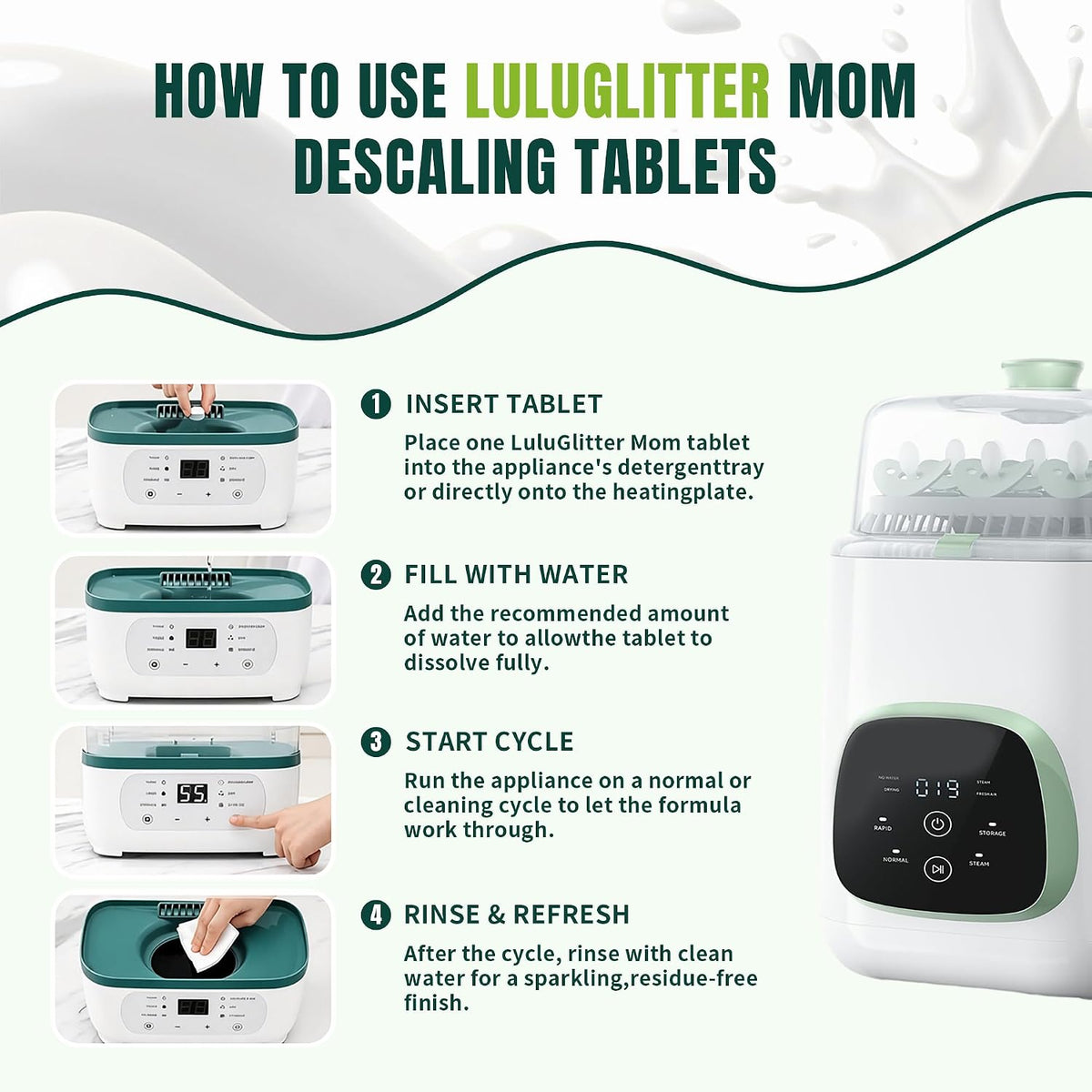 Baby Bottle Washer Descaling Tablet Remove Limescale 12 Count