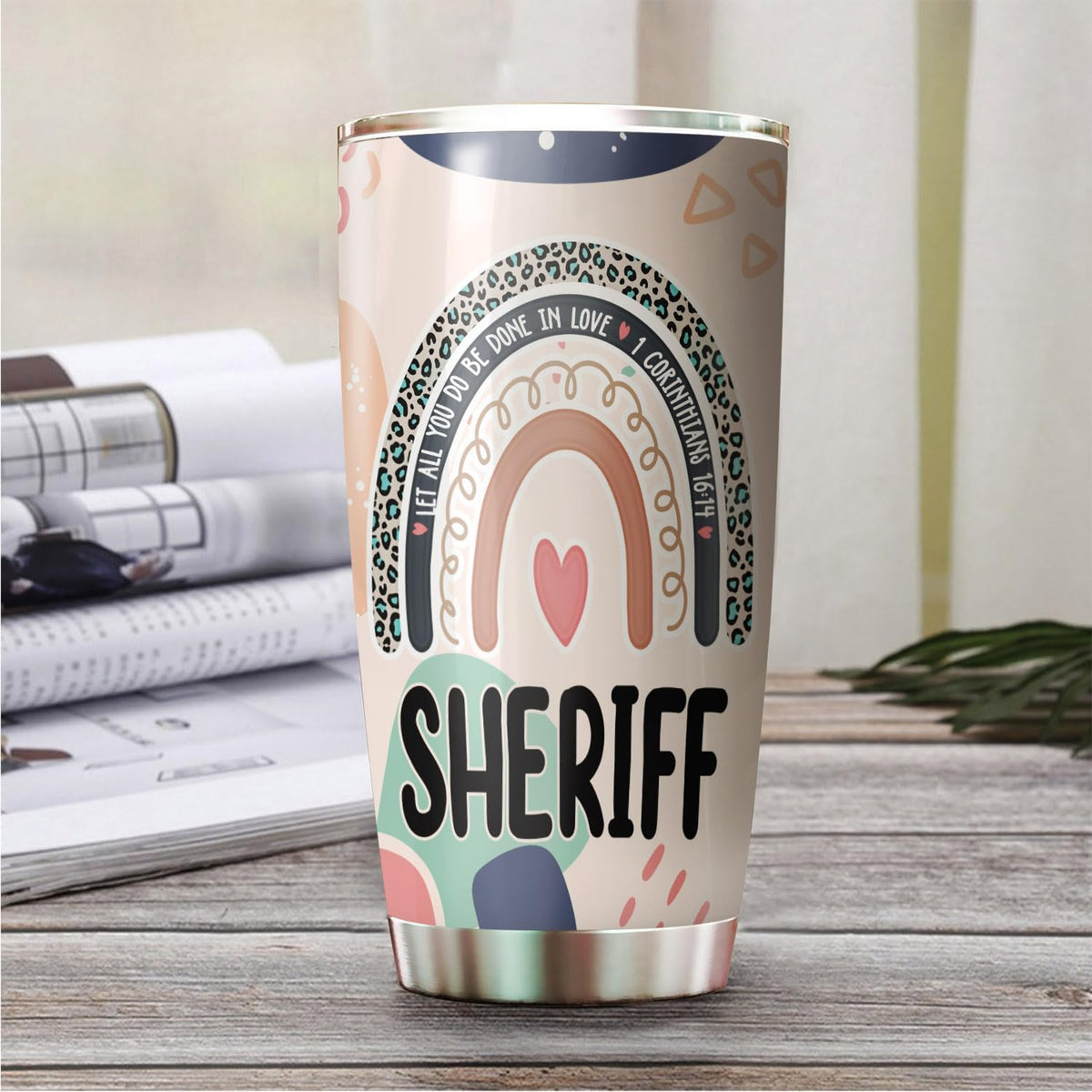 Let All You Do Be Done In Love Postal Clerk Tumbler Stainless Steel 20oz, Office Gifts Women Men Work Friends Coworker, Driking Coffee Cup For Birthday Christmas - Colors C
