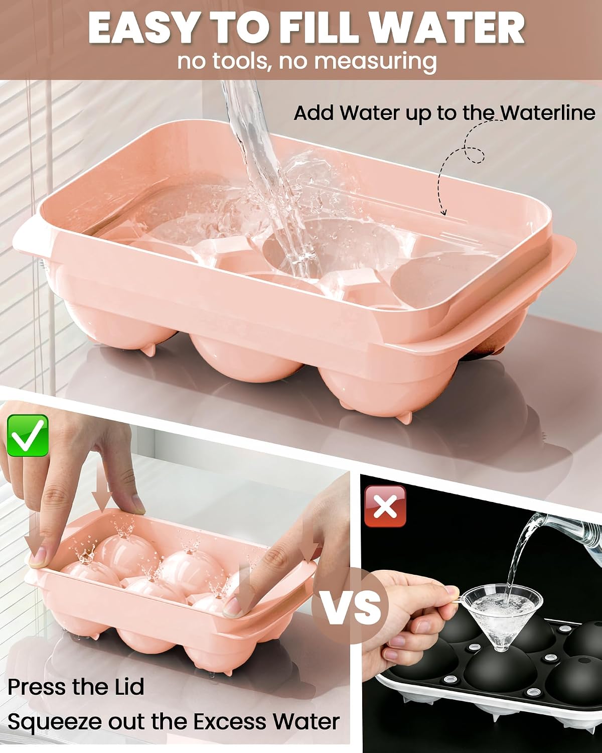 Large Ice Cube Tray for Freezer - 2 Pack Stackable Round Ice Cube Molds Set, Easy to Fill & Release with Storage Bin and Tongs for Kitchen, Party, Cocktail & Coffee, Gifts for Whiskey Lover (1.93In)