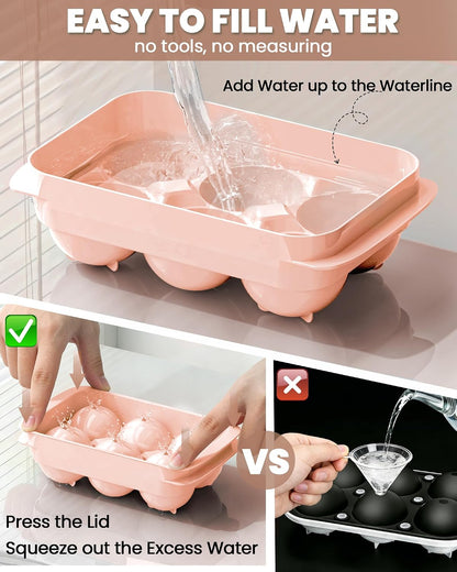 Large Ice Cube Tray for Freezer - 2 Pack Stackable Round Ice Cube Molds Set, Easy to Fill & Release with Storage Bin and Tongs for Kitchen, Party, Cocktail & Coffee, Gifts for Whiskey Lover (1.93In)