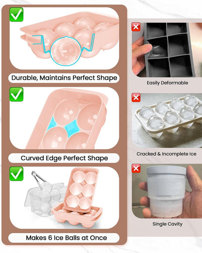 Large Ice Cube Tray for Freezer - 2 Pack Stackable Round Ice Cube Molds Set, Easy to Fill & Release with Storage Bin and Tongs for Kitchen, Party, Cocktail & Coffee, Gifts for Whiskey Lover (1.93In)