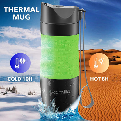 Travel Coffee Mug, Stainless Steel Coffee Tumbler-Double Wall Thermal Vacuum Insulated Coffee Mug with Lid for Cold, BPA free, Ice Drinks and Hot Beverage-11+5 oz