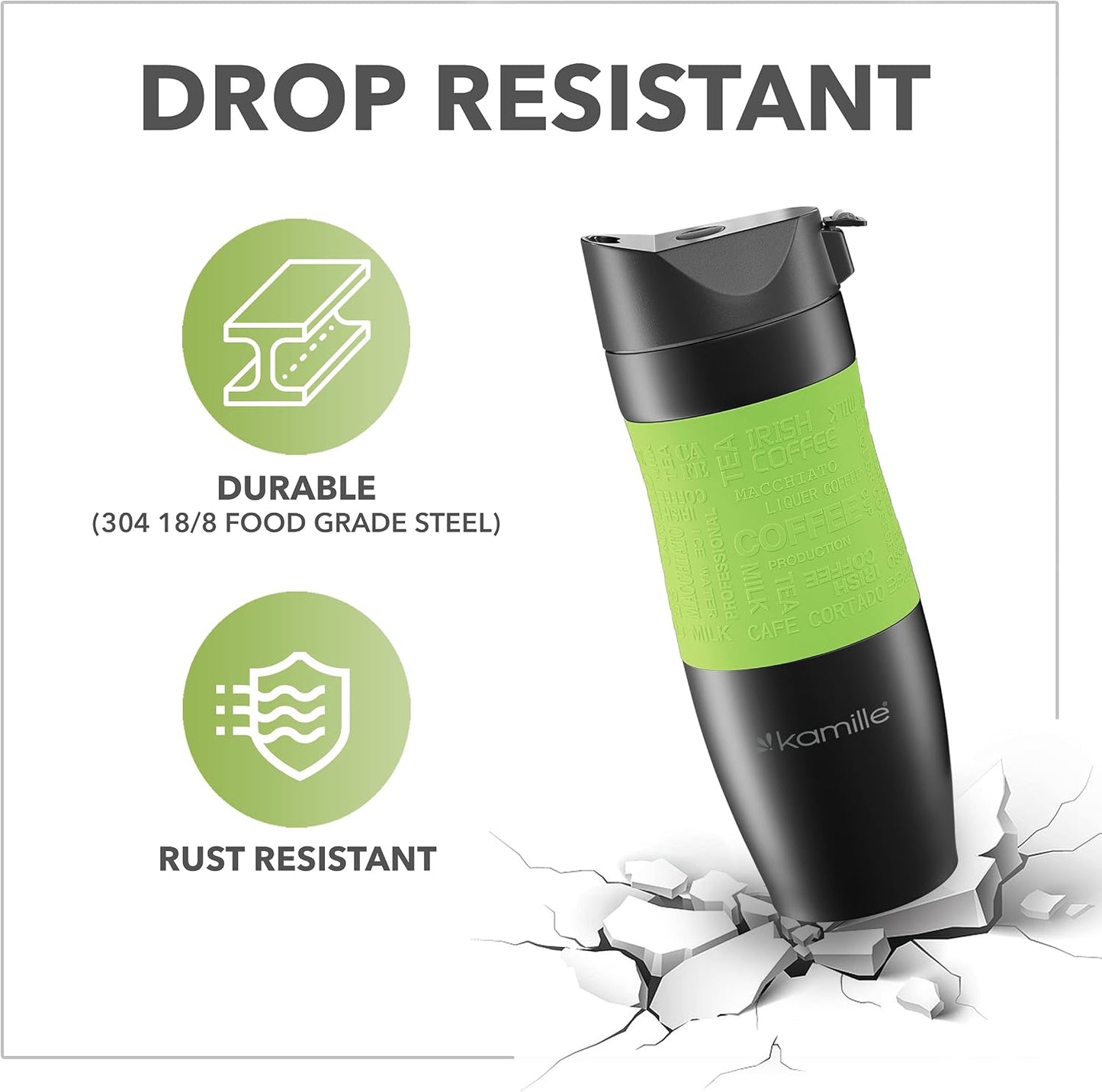 Travel Coffee Mug, Stainless Steel Coffee Tumbler-Double Wall Thermal Vacuum Insulated Coffee Mug with Lid for Cold, BPA free, Ice Drinks and Hot Beverage-11+5 oz