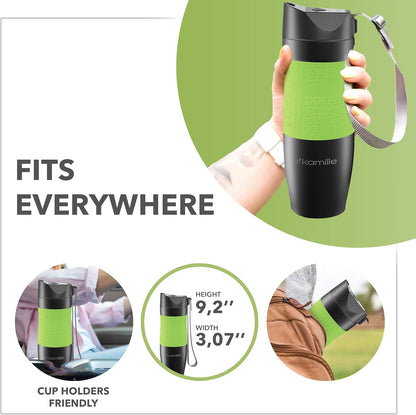 Travel Coffee Mug, Stainless Steel Coffee Tumbler-Double Wall Thermal Vacuum Insulated Coffee Mug with Lid for Cold, BPA free, Ice Drinks and Hot Beverage-11+5 oz