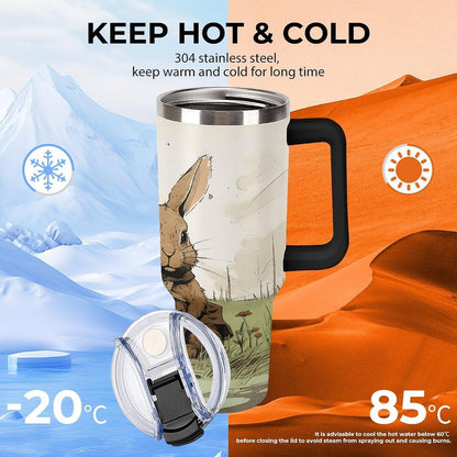 40 Oz Double Insulated Tumblers With Handles Pelican Birds Printed Insulated Tumbler With Straw With Lid Leak-proof Stainless Steel Travel Coffee Mug - Colors A