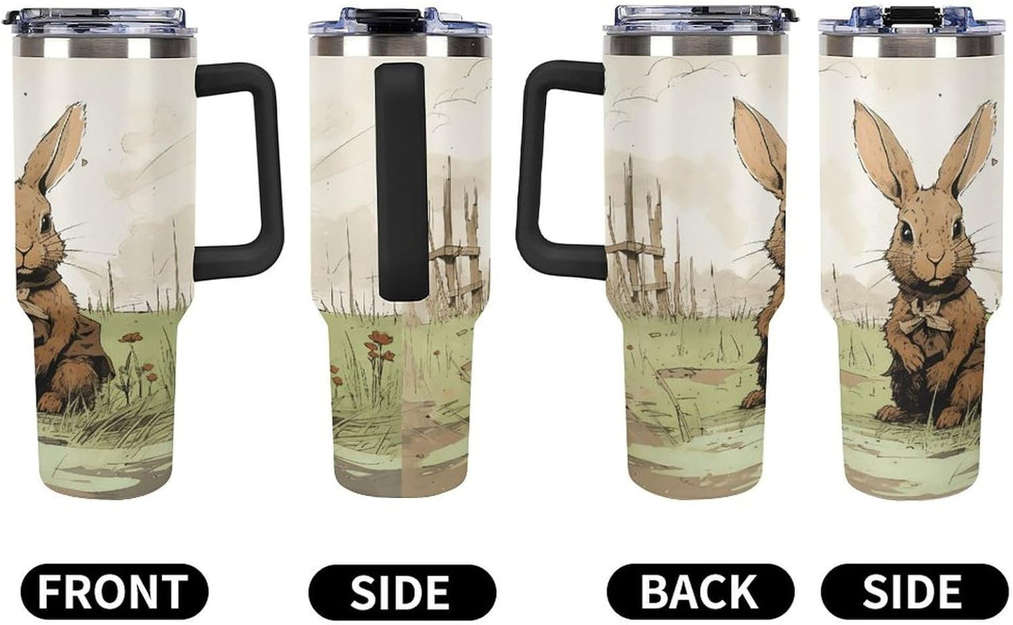 40 Oz Double Insulated Tumblers With Handles Pelican Birds Printed Insulated Tumbler With Straw With Lid Leak-proof Stainless Steel Travel Coffee Mug - Colors A