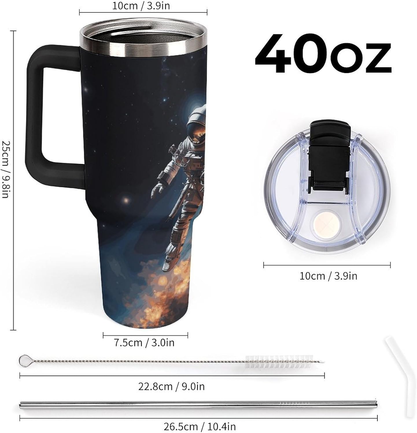 40 Oz Double Insulated Tumblers With Handles Pelican Birds Printed Insulated Tumbler With Straw With Lid Leak-proof Stainless Steel Travel Coffee Mug - Colors A