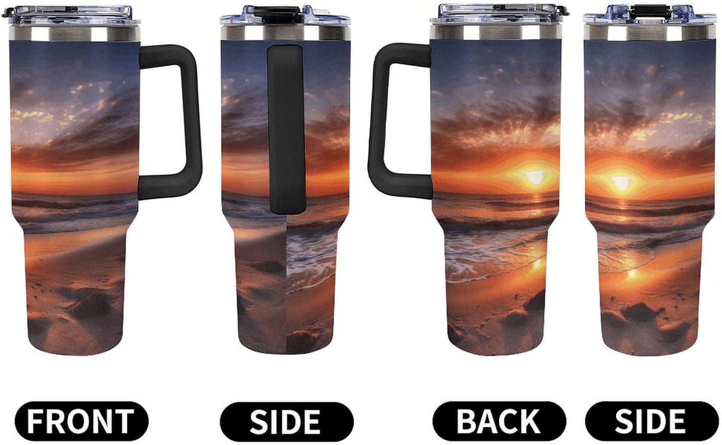 40 Oz Double Insulated Tumblers With Handles Pelican Birds Printed Insulated Tumbler With Straw With Lid Leak-proof Stainless Steel Travel Coffee Mug - Colors A