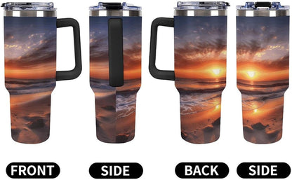 40 Oz Double Insulated Tumblers With Handles Pelican Birds Printed Insulated Tumbler With Straw With Lid Leak-proof Stainless Steel Travel Coffee Mug - Colors A