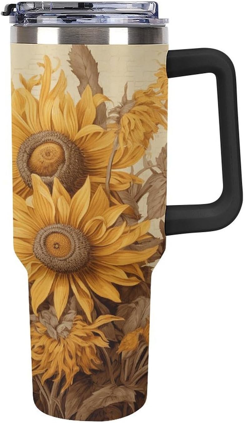 40 Oz Double Insulated Tumblers With Handles Pelican Birds Printed Insulated Tumbler With Straw With Lid Leak-proof Stainless Steel Travel Coffee Mug - Colors A