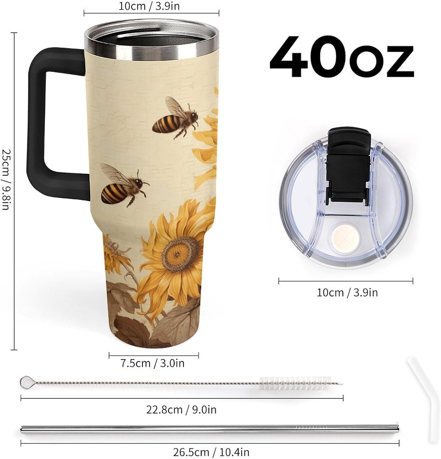 40 Oz Double Insulated Tumblers With Handles Pelican Birds Printed Insulated Tumbler With Straw With Lid Leak-proof Stainless Steel Travel Coffee Mug - Colors A