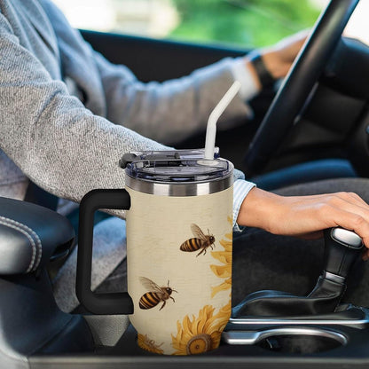 40 Oz Double Insulated Tumblers With Handles Pelican Birds Printed Insulated Tumbler With Straw With Lid Leak-proof Stainless Steel Travel Coffee Mug - Colors A