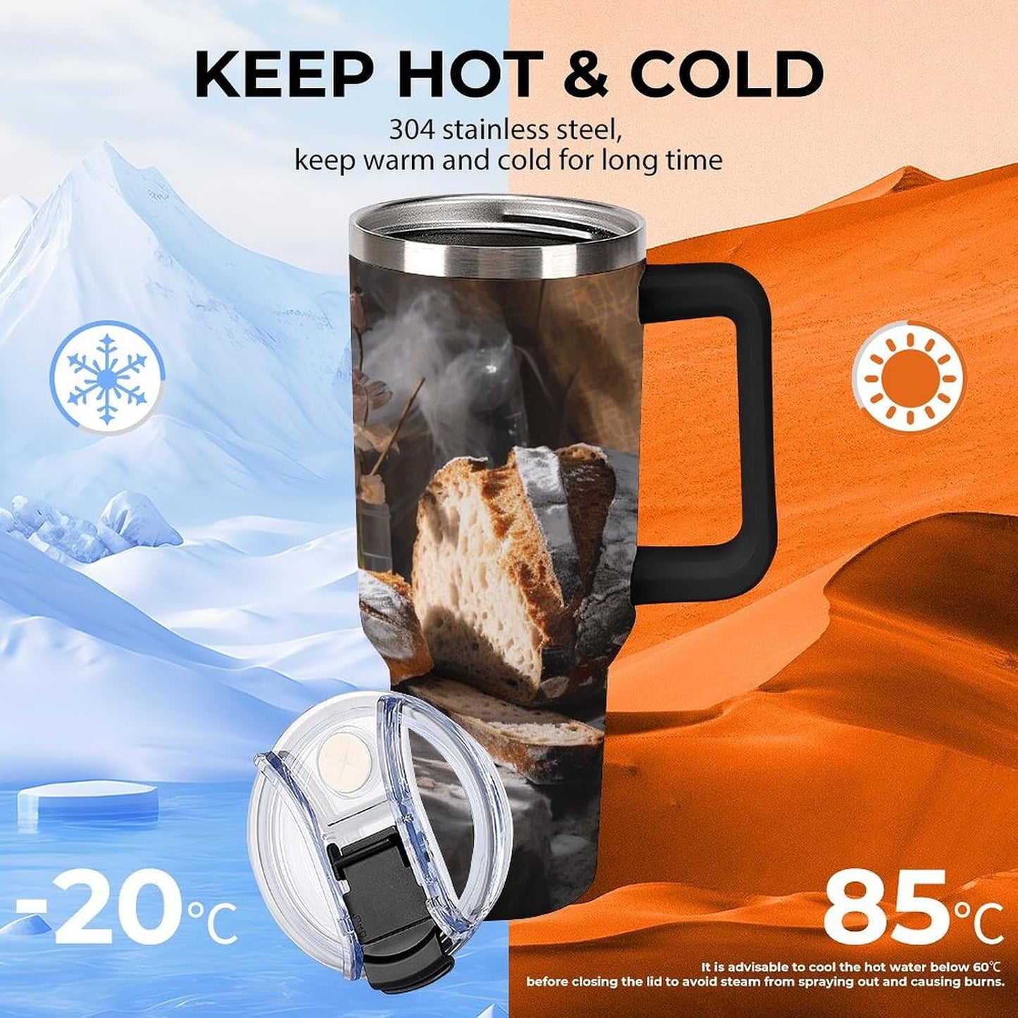 40 Oz Double Insulated Tumblers With Handles Pelican Birds Printed Insulated Tumbler With Straw With Lid Leak-proof Stainless Steel Travel Coffee Mug - Colors A