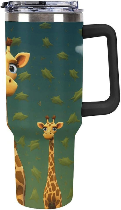 40 Oz Double Insulated Tumblers With Handles Pelican Birds Printed Insulated Tumbler With Straw With Lid Leak-proof Stainless Steel Travel Coffee Mug - Colors A