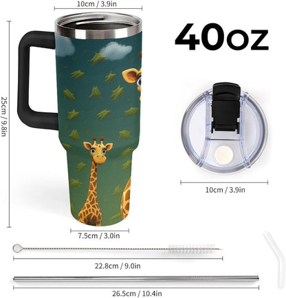 40 Oz Double Insulated Tumblers With Handles Pelican Birds Printed Insulated Tumbler With Straw With Lid Leak-proof Stainless Steel Travel Coffee Mug - Colors A