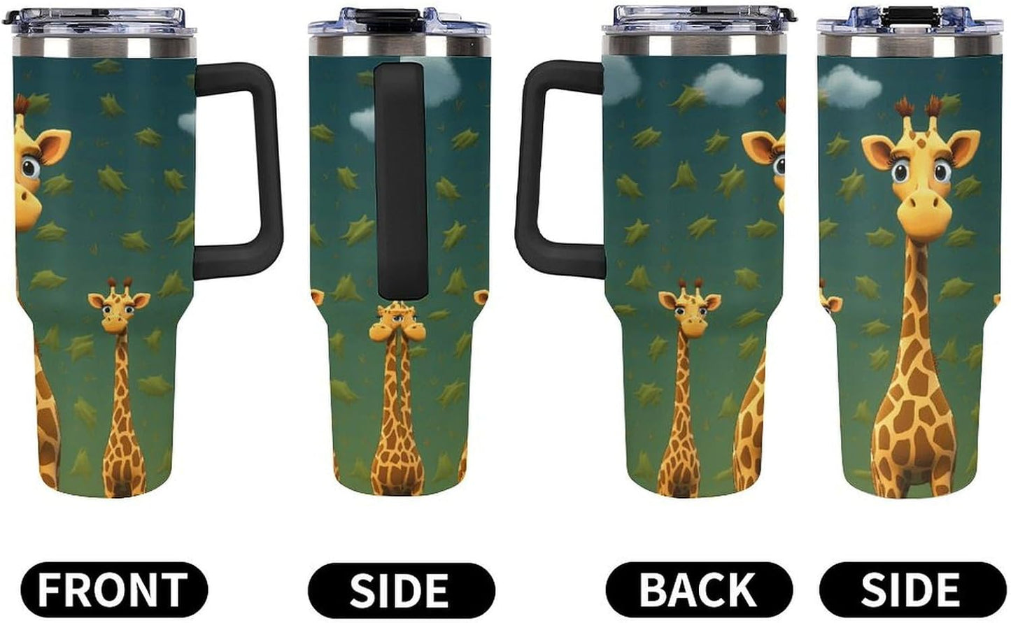 40 Oz Double Insulated Tumblers With Handles Pelican Birds Printed Insulated Tumbler With Straw With Lid Leak-proof Stainless Steel Travel Coffee Mug - Colors A