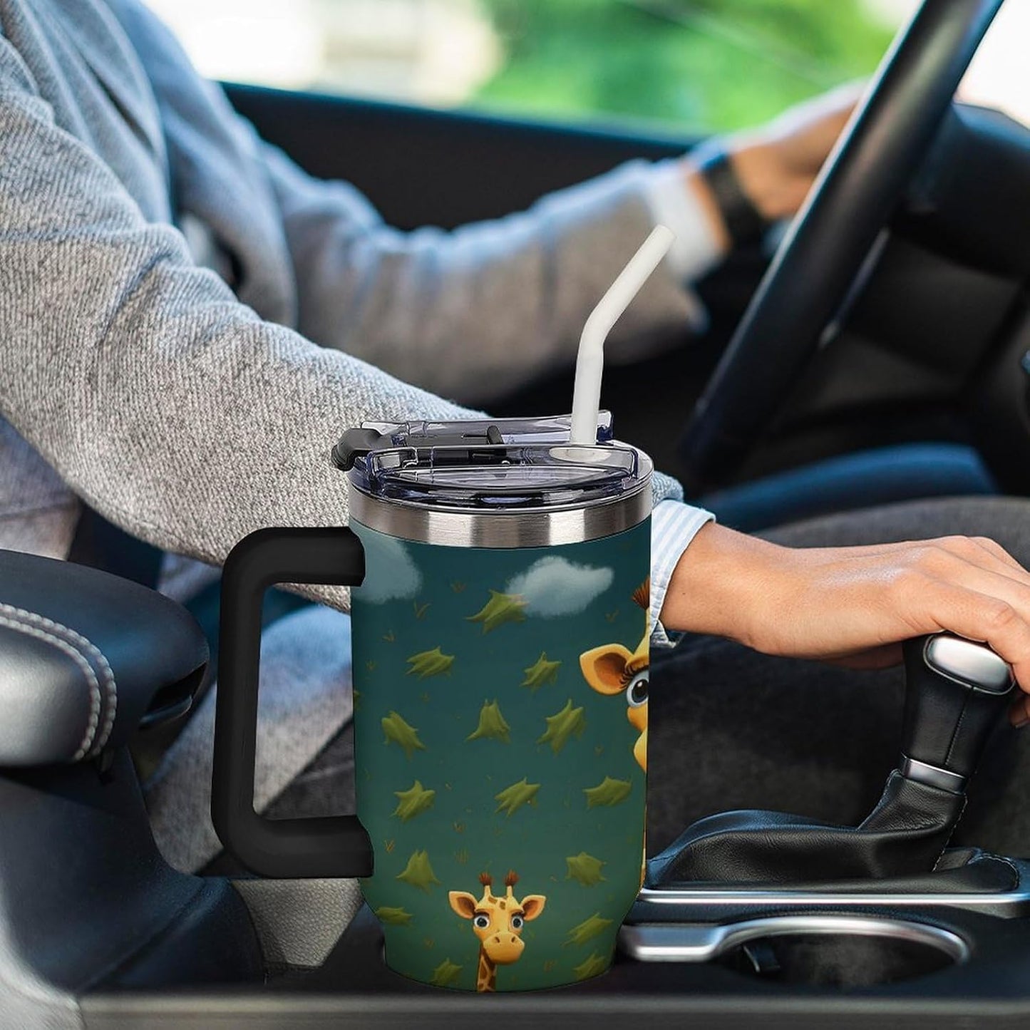 40 Oz Double Insulated Tumblers With Handles Pelican Birds Printed Insulated Tumbler With Straw With Lid Leak-proof Stainless Steel Travel Coffee Mug - Colors A