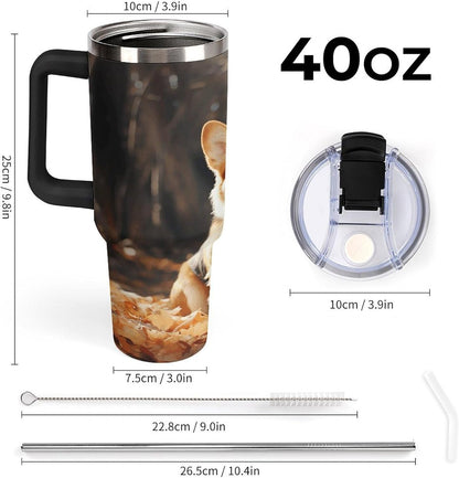 40 Oz Double Insulated Tumblers With Handles Pelican Birds Printed Insulated Tumbler With Straw With Lid Leak-proof Stainless Steel Travel Coffee Mug - Colors A