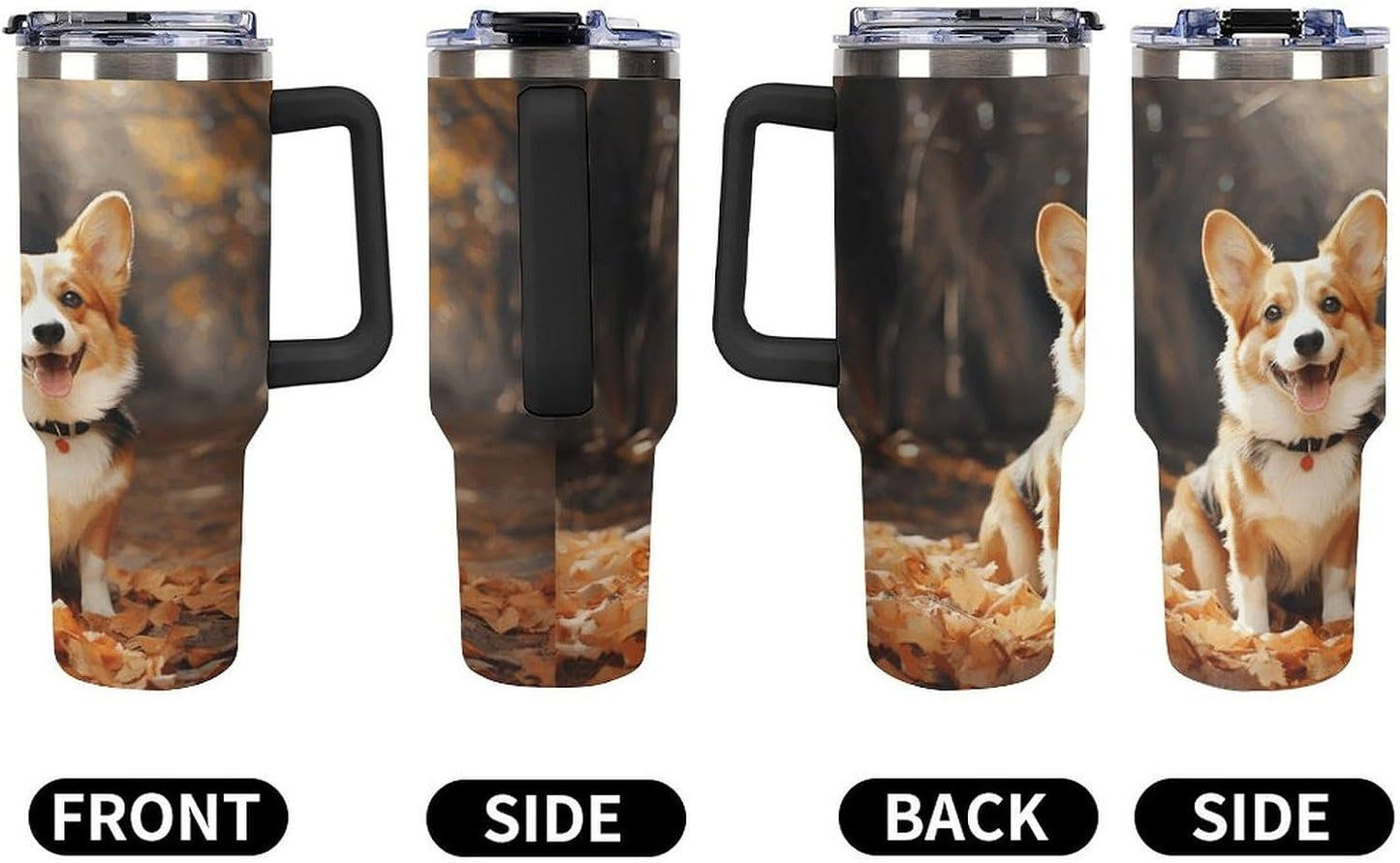 40 Oz Double Insulated Tumblers With Handles Pelican Birds Printed Insulated Tumbler With Straw With Lid Leak-proof Stainless Steel Travel Coffee Mug - Colors A
