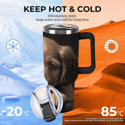 40 Oz Double Insulated Tumblers With Handles Pelican Birds Printed Insulated Tumbler With Straw With Lid Leak-proof Stainless Steel Travel Coffee Mug - Colors A