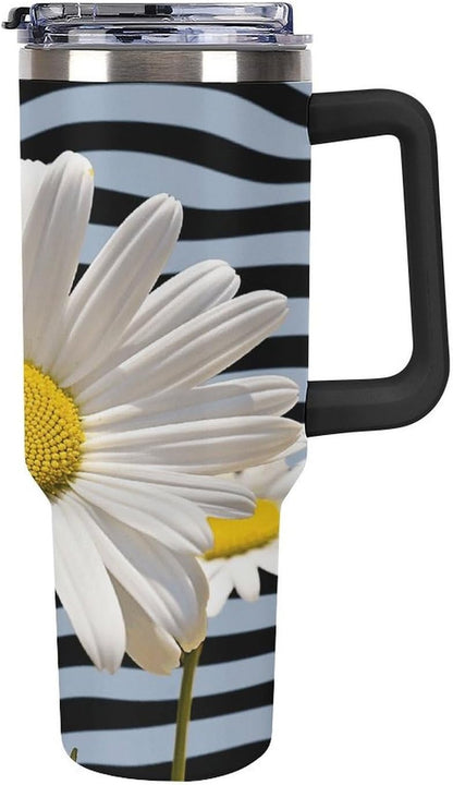 40 Oz Double Insulated Tumblers With Handles Pelican Birds Printed Insulated Tumbler With Straw With Lid Leak-proof Stainless Steel Travel Coffee Mug - Colors A