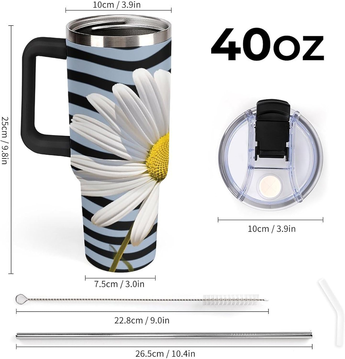 40 Oz Double Insulated Tumblers With Handles Pelican Birds Printed Insulated Tumbler With Straw With Lid Leak-proof Stainless Steel Travel Coffee Mug - Colors A